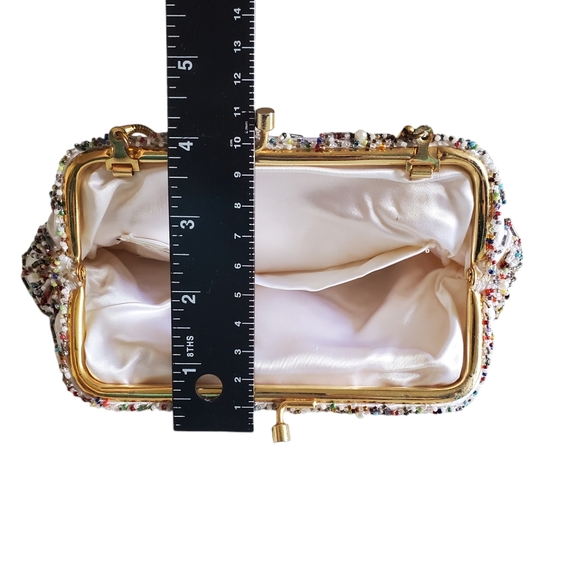 Satin Beaded Clutch /Evening Bag/Formal Events/Prom /Vintage - Picture 6 of 13